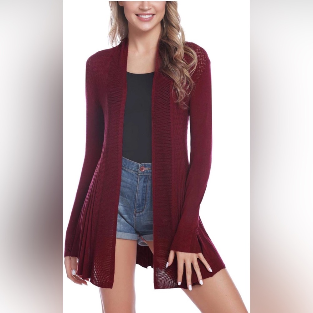 Red Open-Front Cardigan